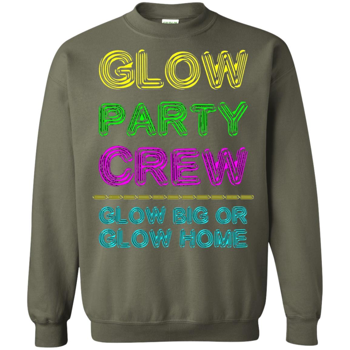 Funny Party T-shirt Glow Party Crew Military Green
