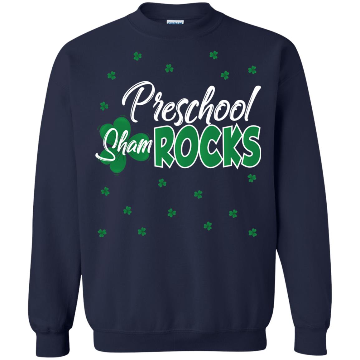 Preschool Shamrocks St. Patrick_s Day School T-shirt Navy
