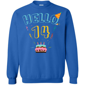 Hello 14 Forteen Years Old 14th 2004s Birthday Gift  ShirtG180 Gildan Crewneck Pullover Sweatshirt 8 oz.