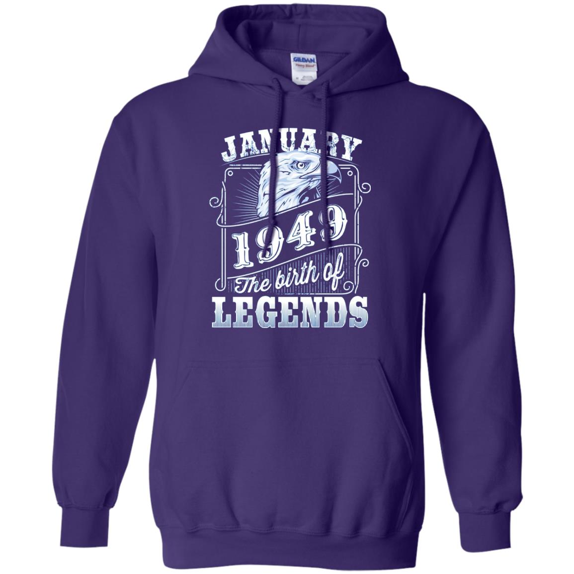 69th Birthday T-shirt January 1949 Birth Of Legend Purple