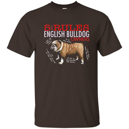 5 Rules For English Bulldog Owners Dog Lover Shirt Dark Chocolate
