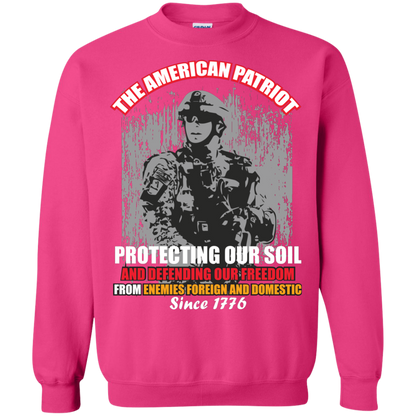 Military T-Shirt The American Patriot Protecting Our Soil And Defending Our Freedom From Enemies Foreign And Domestic Since 1776 Heliconia