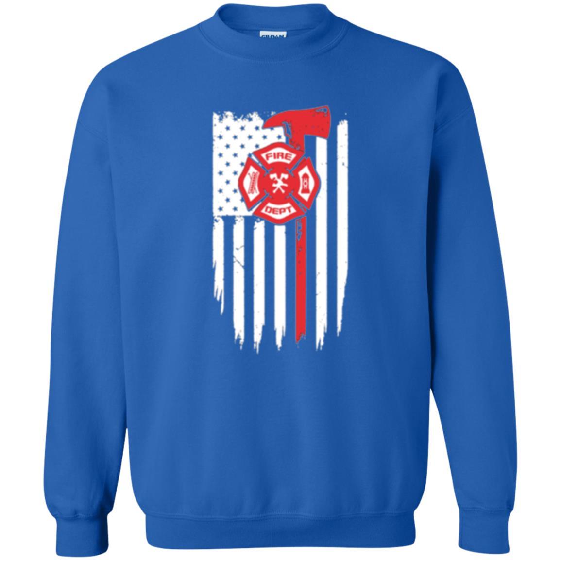 Firefighter T-shirt American Flag Proud Of Us Fireman Royal