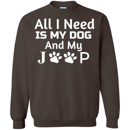 Dogs Lover T-shirt All I Need Is My Dog And My Jeep Dark Chocolate