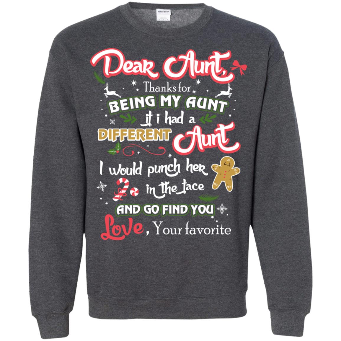 Dear Aunt Thank For Being My Aunt Christmas Holiday T-shirt Dark Heather