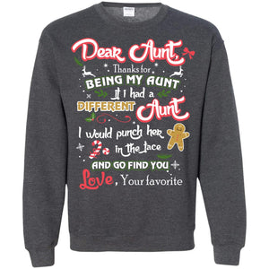 Dear Aunt Thank For Being My Aunt Christmas Holiday T-shirtG180 Gildan Crewneck Pullover Sweatshirt 8 oz.