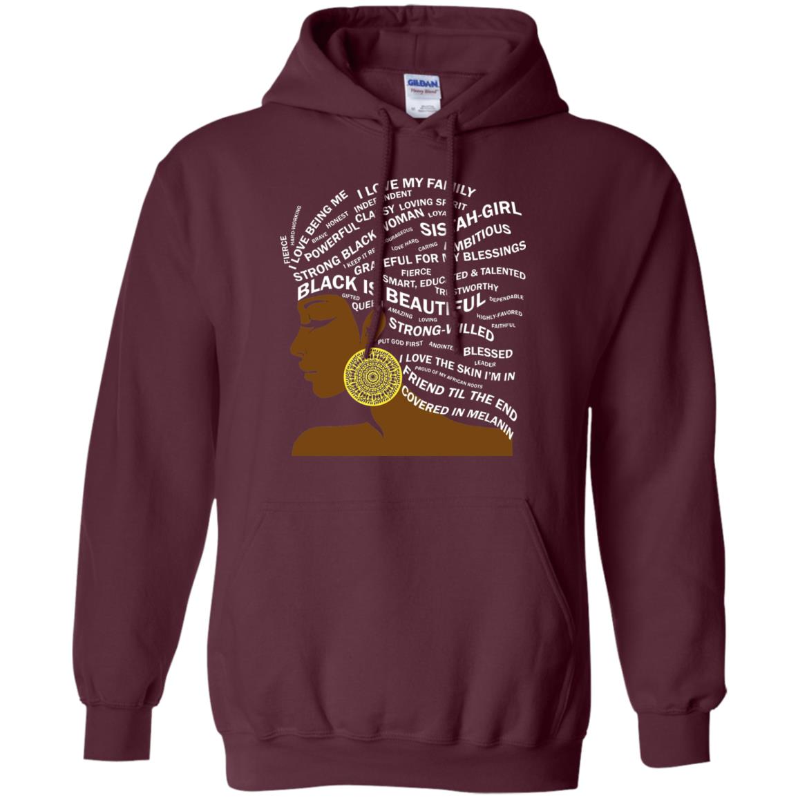 Black Is Beautiful Black History Month Word Art T-shirt Maroon
