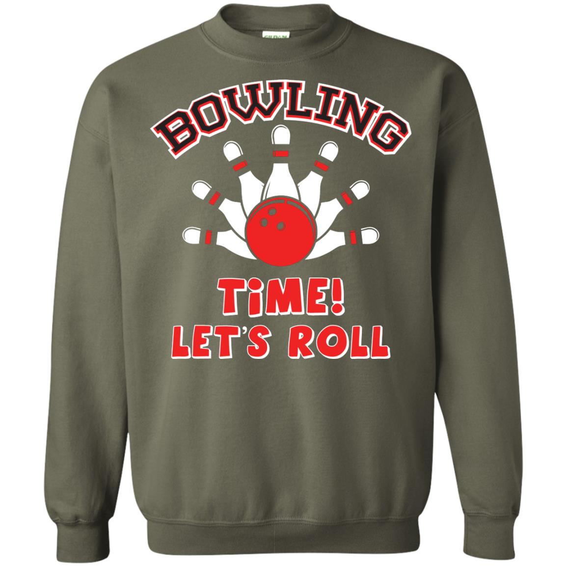 Bowling Lover T-shirt Time Let’s Roll Military Green