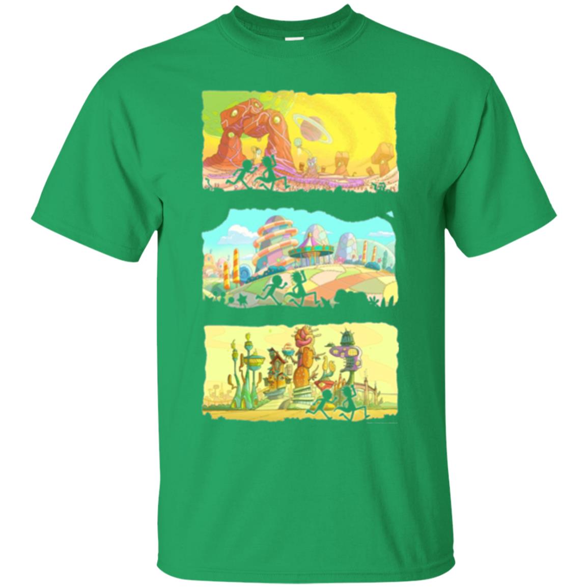 Movie T-shirt Running Silhouettes On Alien Land Irish Green