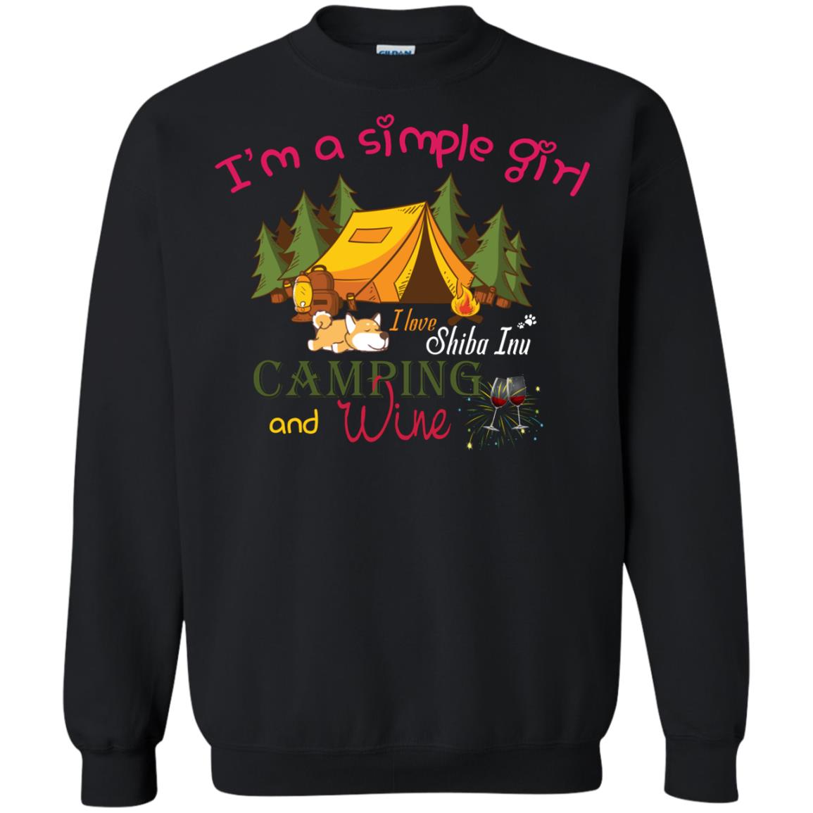 I’m A Simple Girl I Love Shiba Inu Camping And Wine Shirt Black