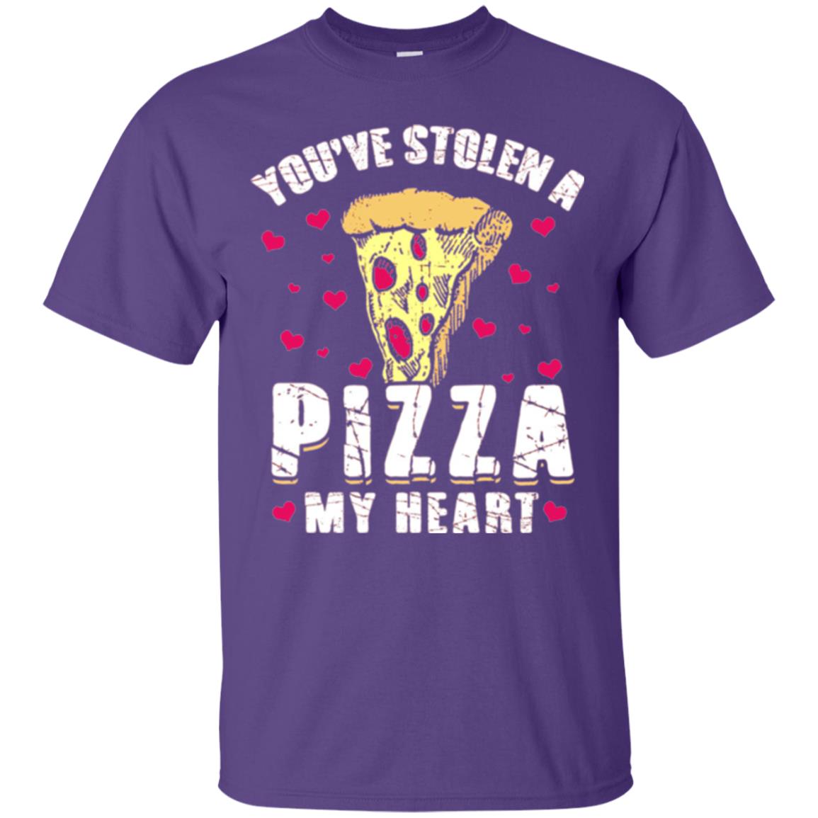 Funny Valentines Day Shirt Food Gift You_ve Stolen Pizza My Heart Purple
