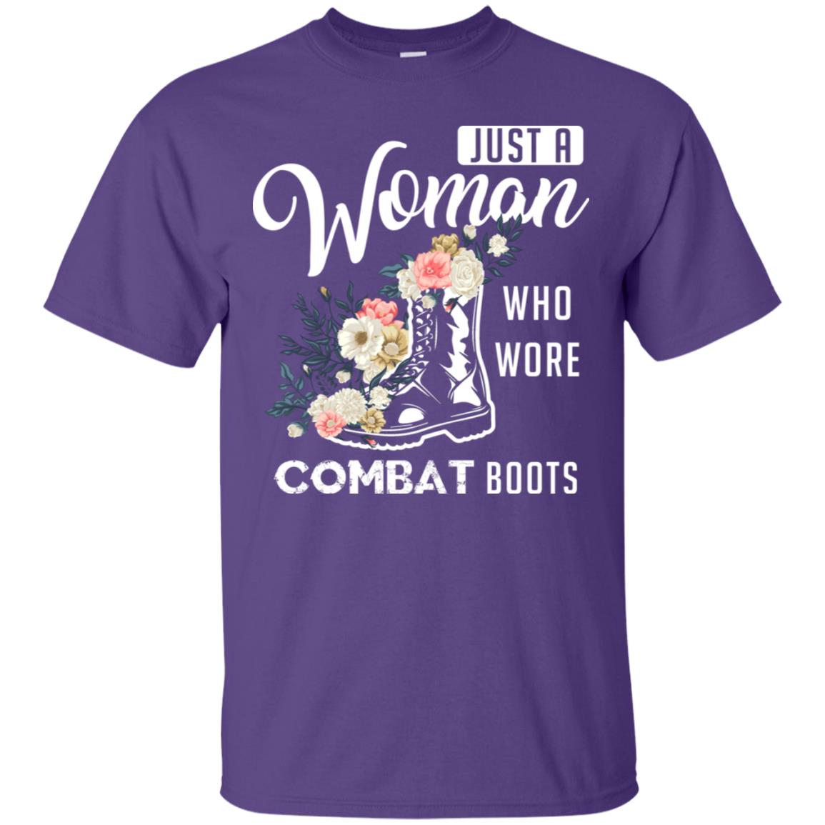Just A Woman Who More Combat Boots Female Veteran T-shirt Purple