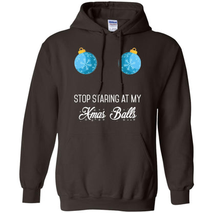 Christmas T-shirt Stop Staring At My Xmas Balls Dark Chocolate