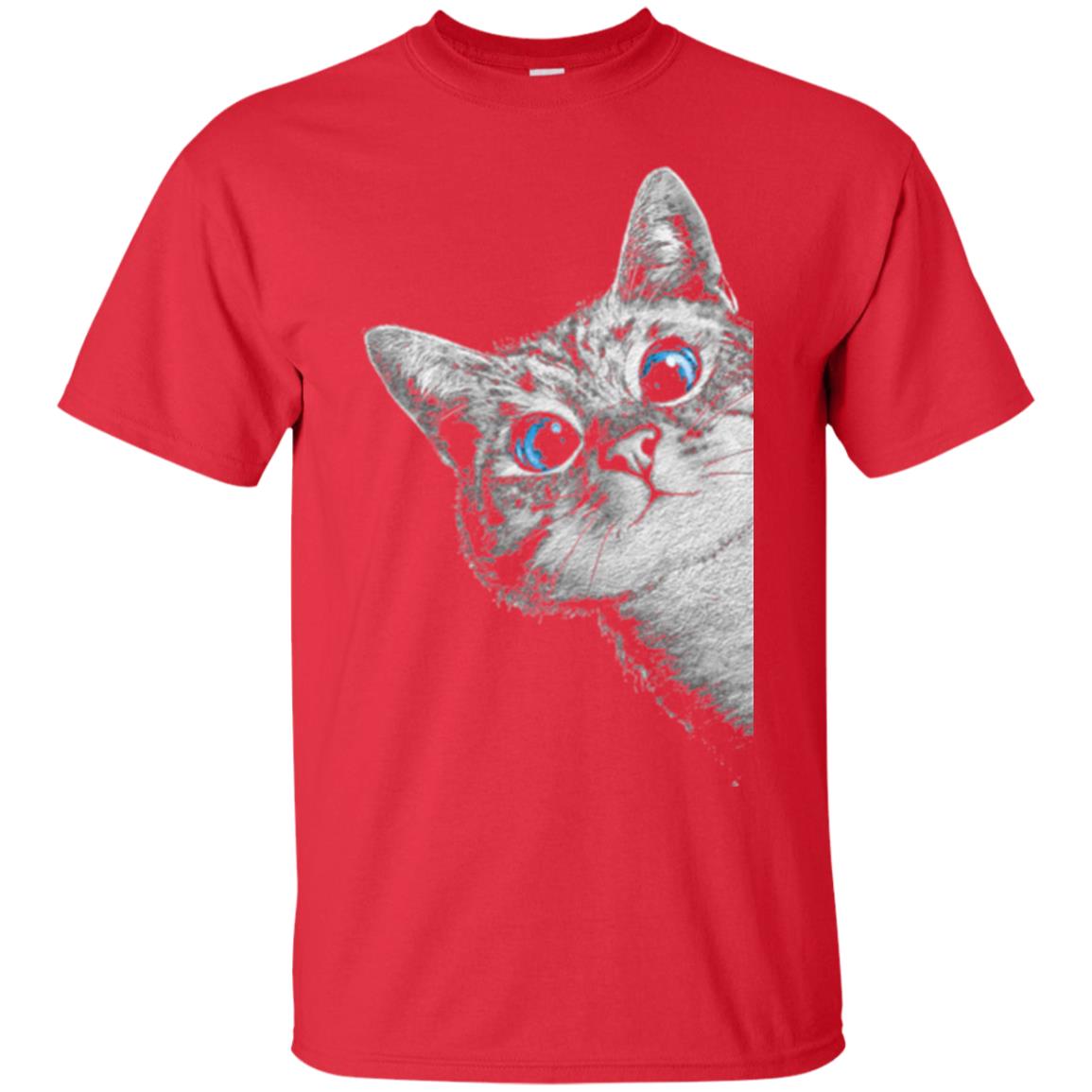 Cat Lovers T-shirt Cute Face Red
