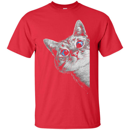 Cat Lovers T-shirt Cute Face Red