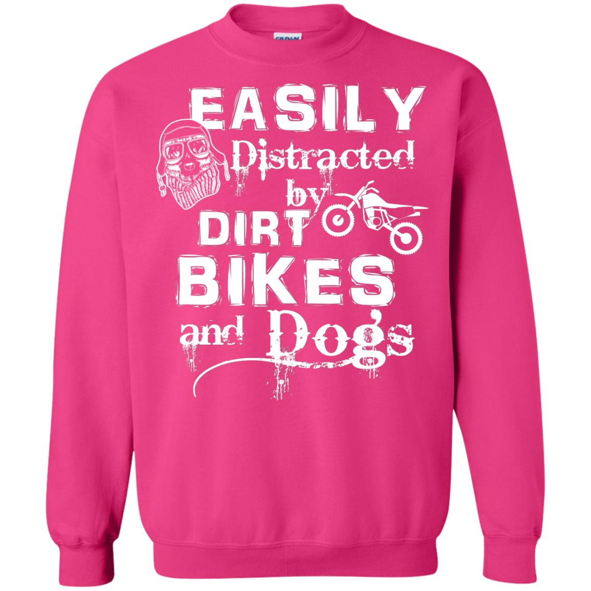 Dogs And Bikes Lover T-shirt Easily Distracted By Dirt Bikes And Dogs Heliconia
