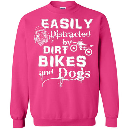 Dogs And Bikes Lover T-shirt Easily Distracted By Dirt Bikes And Dogs Heliconia