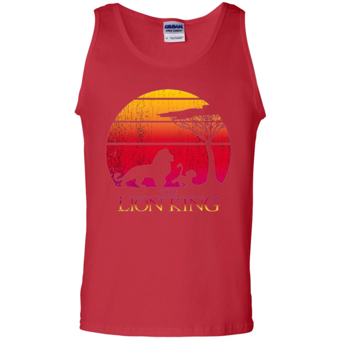 Cartoon T-shirt Lion King Vintage Sunset Red