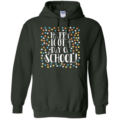Teacher T-shirt Happy 100th Day Of School 100 Stars Forest Green