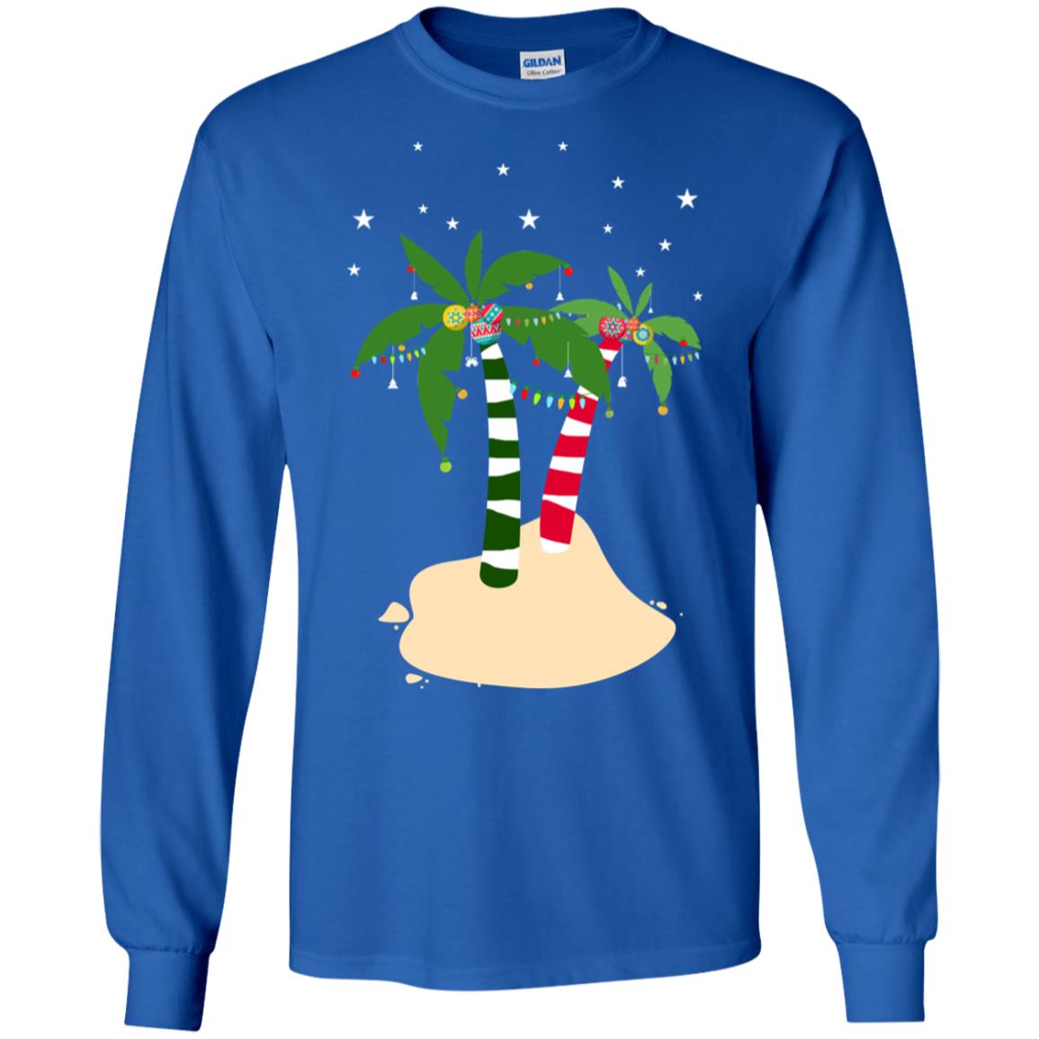 Decorated Tropical Coconut Tree Merry X-mas 2018 Gift Shirt Royal