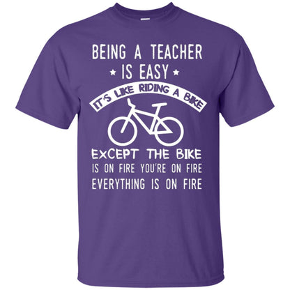 Being A Teacher Is Easy It’s Like Riding A Bike Teacher T-shirt Purple