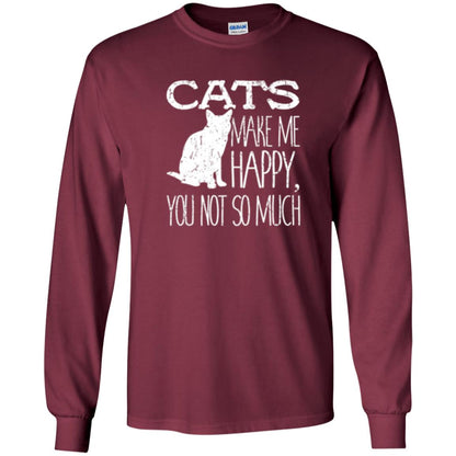 Cat Lover T-shirt Cats Make Me Happy You Not So Much Maroon