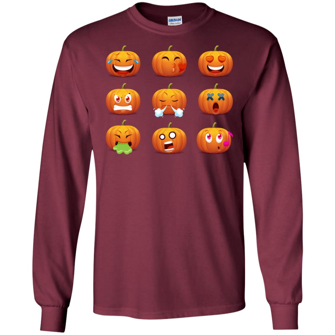 Funny Pumpkins Emoji Halloween Gift Shirt Maroon