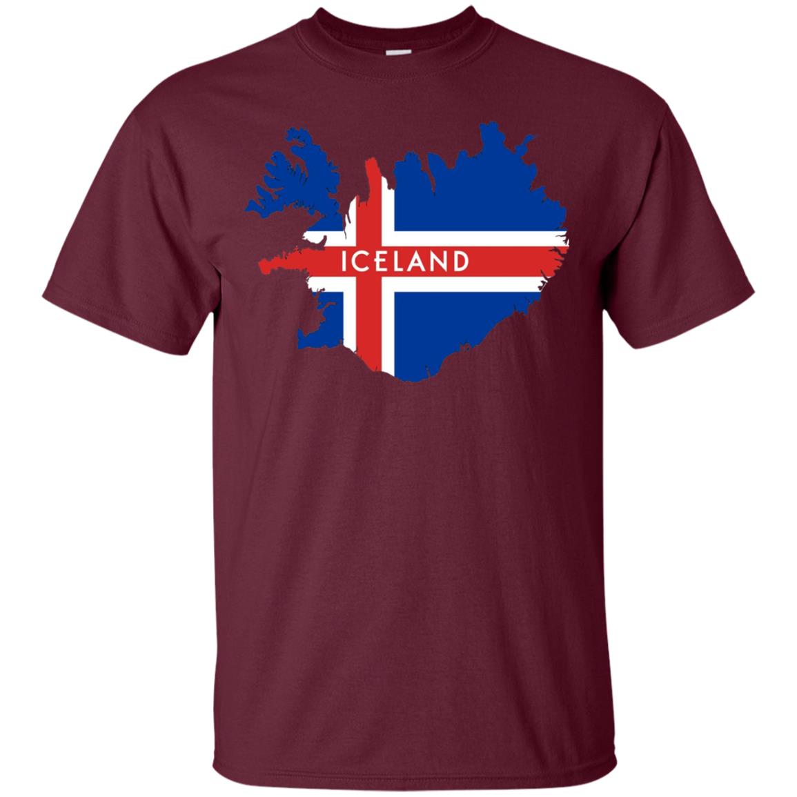 Iceland T-shirt With Flag And Map Maroon
