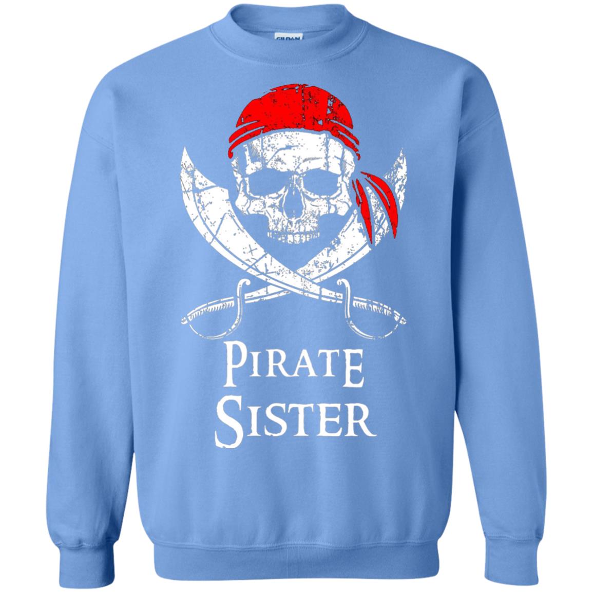 Family T-shirt Pirate Sister Jolly Roger Skull Crossbones Carolina Blue