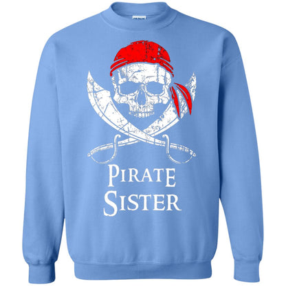 Family T-shirt Pirate Sister Jolly Roger Skull Crossbones Carolina Blue