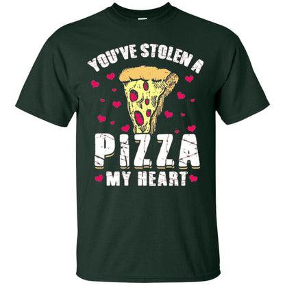 Funny Valentines Day Shirt Food Gift You_ve Stolen Pizza My Heart Forest Green