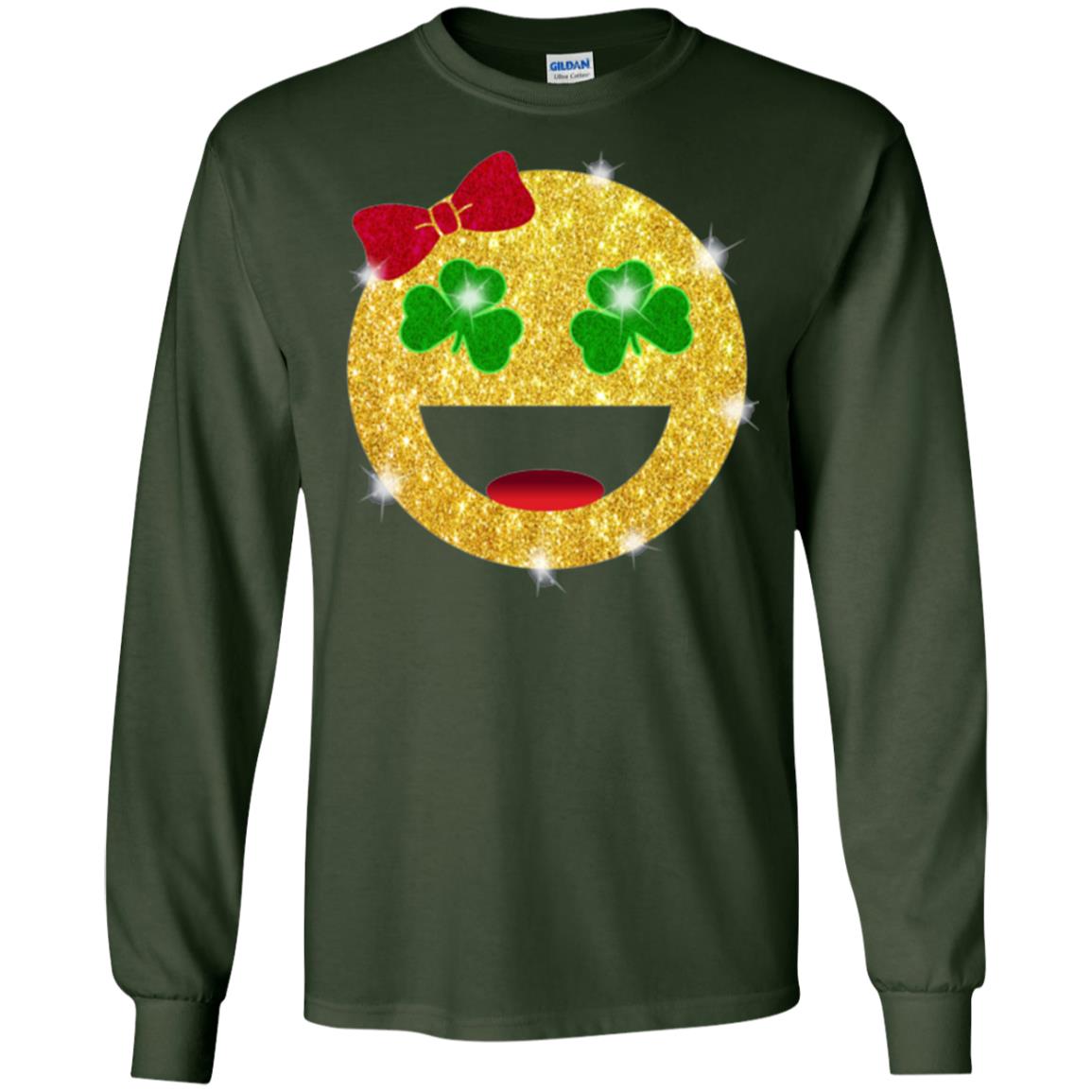 Happy Gold Blink Emoji Saint Patrick's Day T-shirt Forest Green
