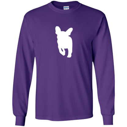 French Bulldog T-shirt White Silhouette Of Puppy Purple