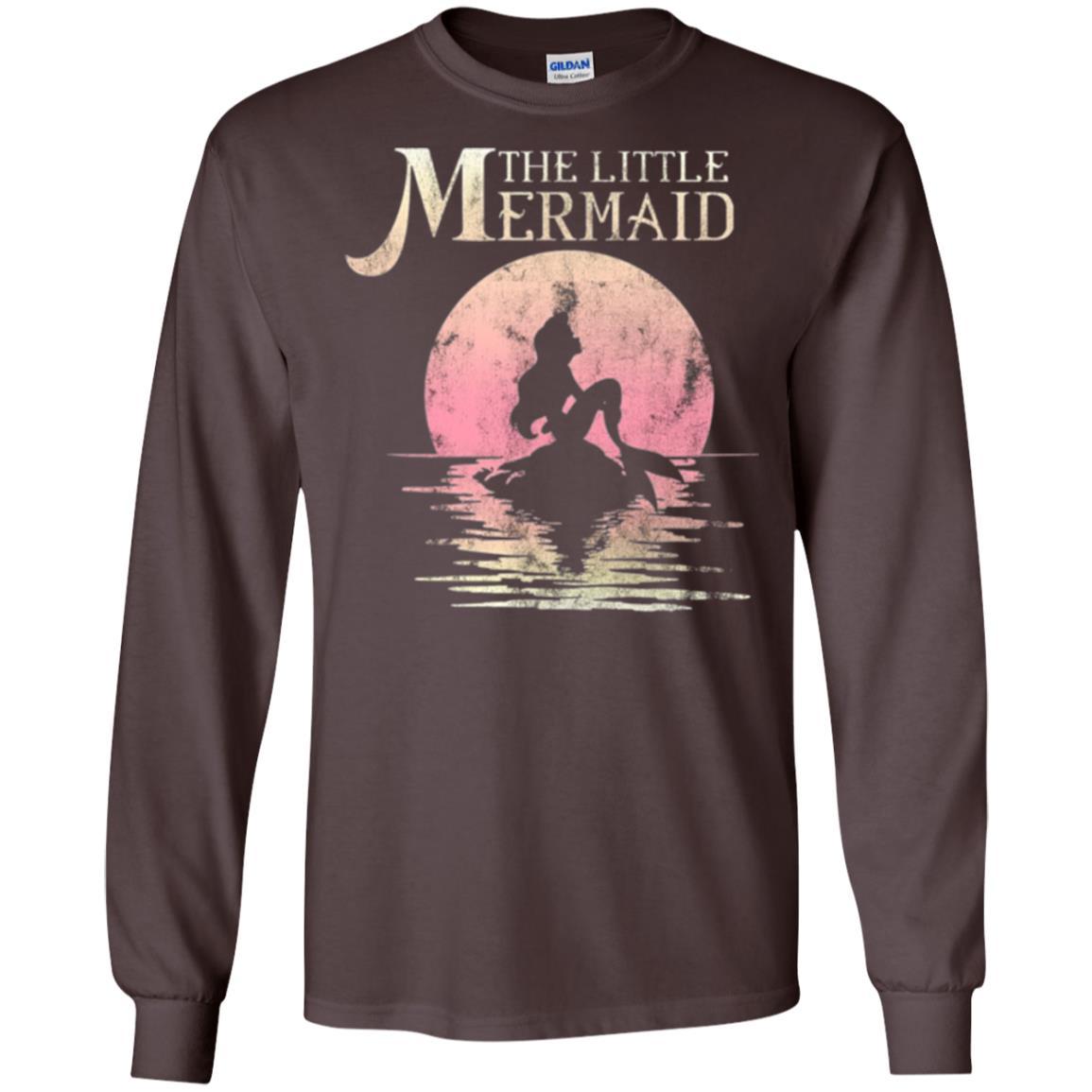 Cartoon T-shirt The Little Mermaid Ariel Rock Moon Silhouette Dark Chocolate