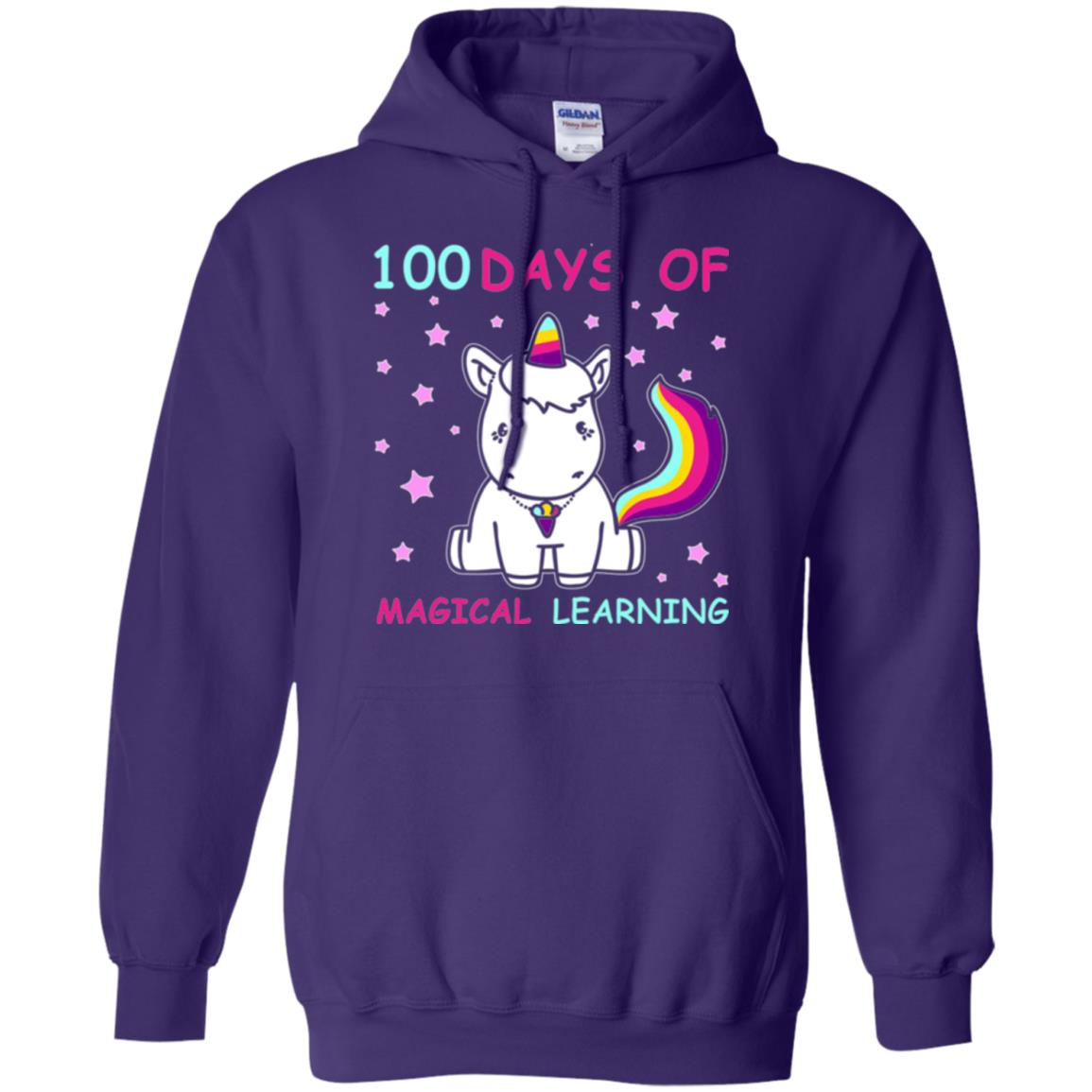 Unicorn Lover T-shirt 100 Days Of Mgical Learning Purple