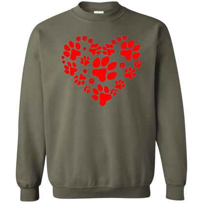 Dog Lover T-shirt Dog Paw Heart Valentine T-shirt Military Green