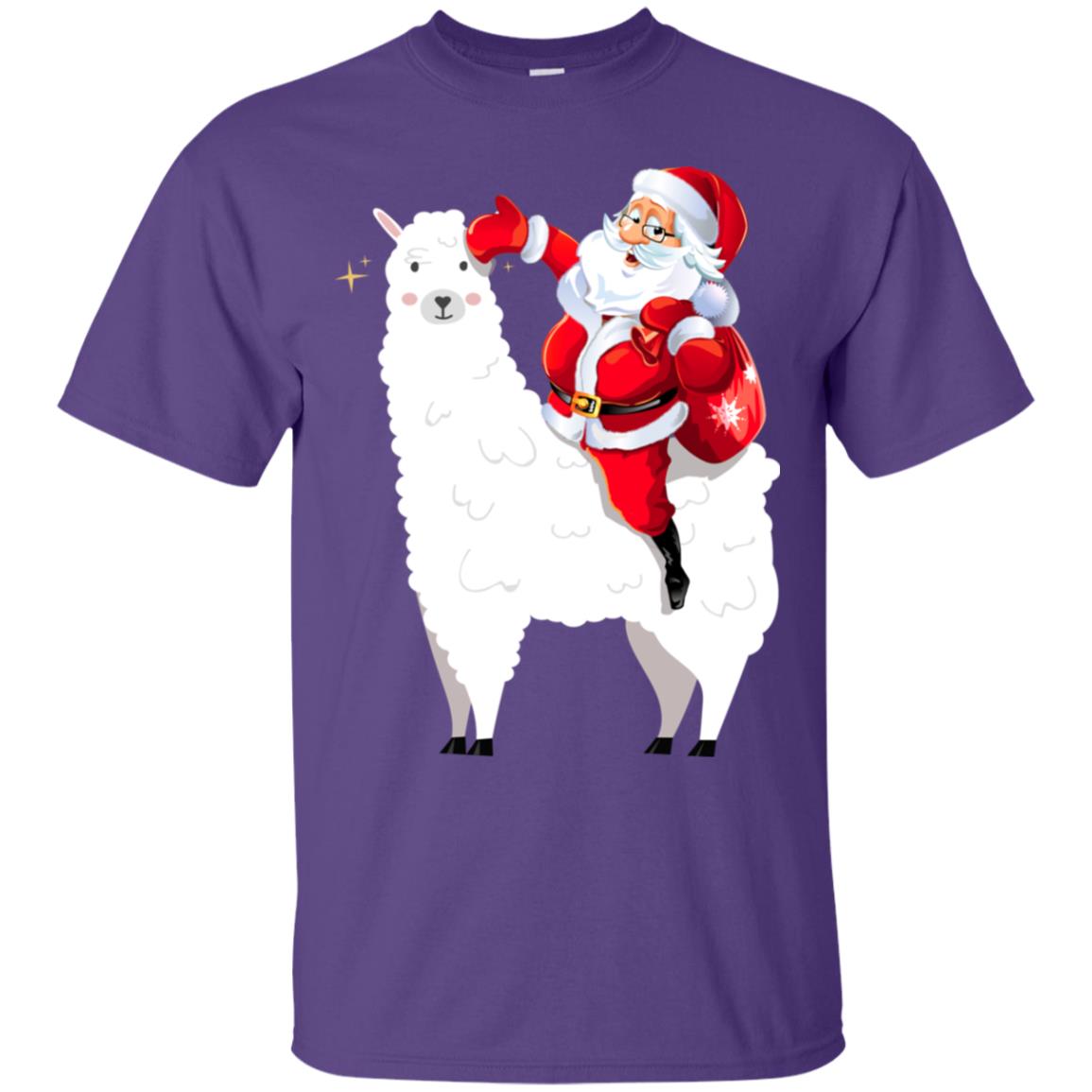Alpaca Llama And Santa Claus X-mas Gift Shirt Purple