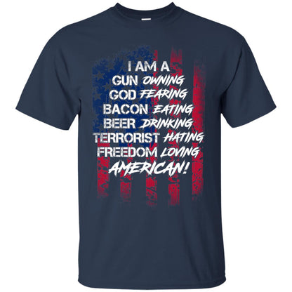 Military T-shirt I Am A Gun Owning God Fearing Bacon Eating Navy