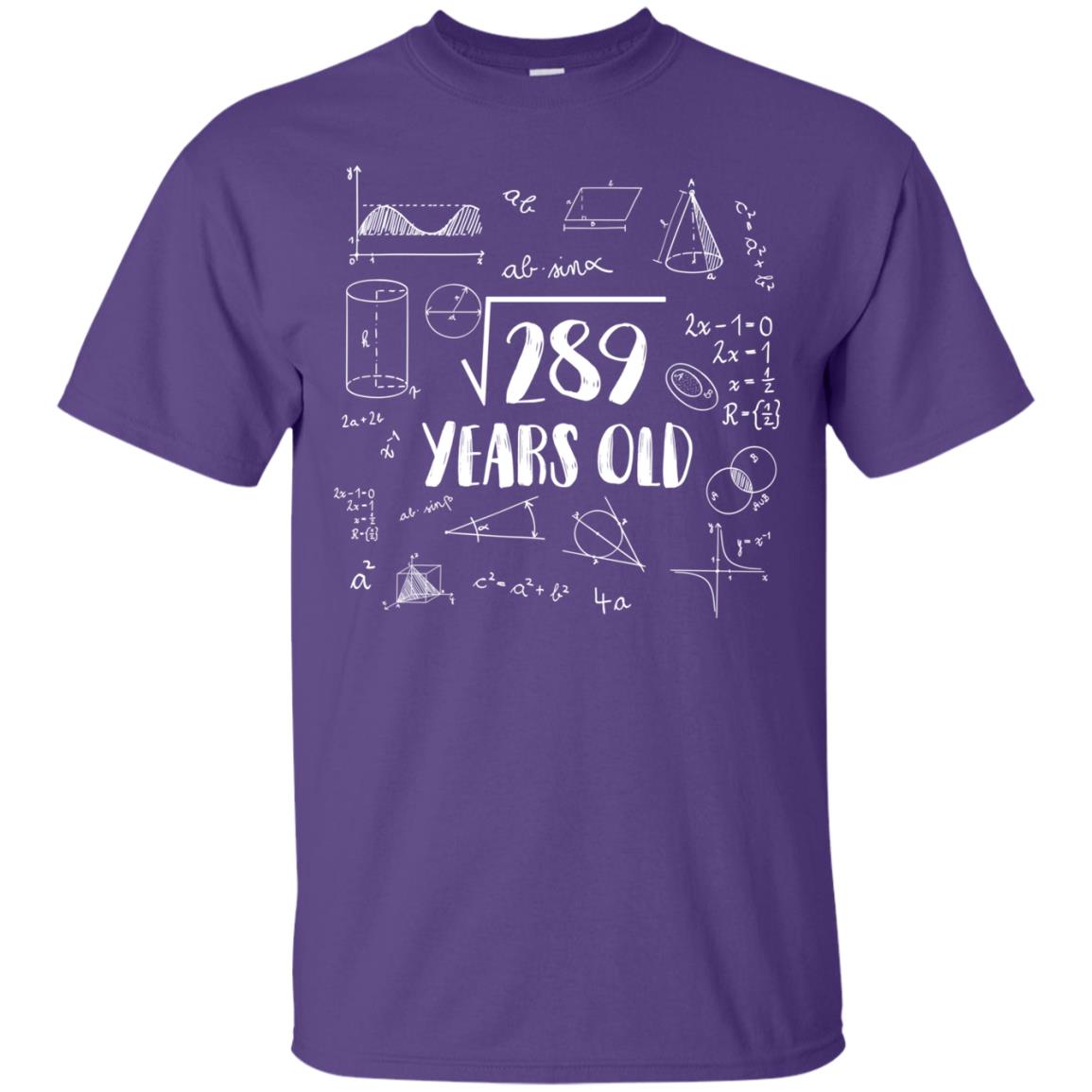 Square Root Of 289 17th Birthday 17 Years Old Math T-shirt Purple