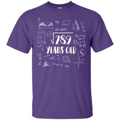 Square Root Of 289 17th Birthday 17 Years Old Math T-shirt Purple