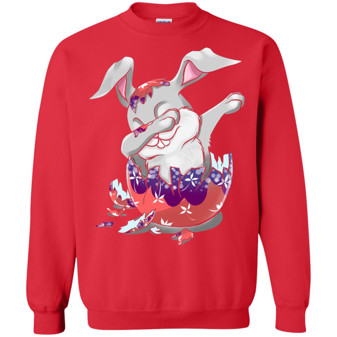 Funny Dabbing Bunny T-shirt For Kids Easter Gift Red