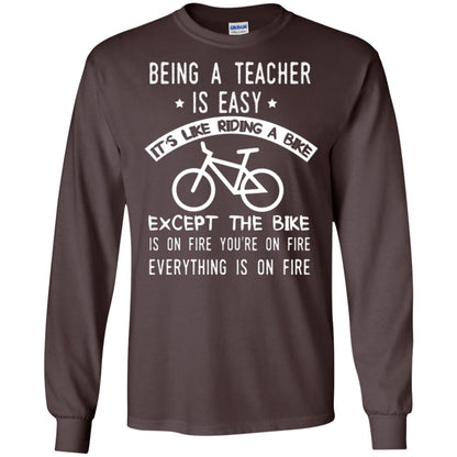 Being A Teacher Is Easy It’s Like Riding A Bike Teacher T-shirt Dark Chocolate