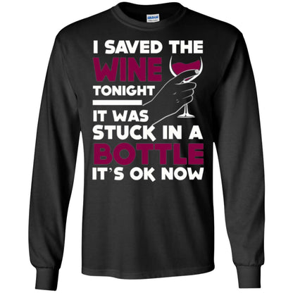 Funny Wine T-shirt I Save The Wine Tonight Black