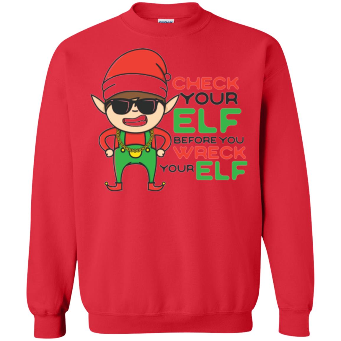 Christmas T-shirt Check Your Elf Before You Wreck Your Elf Red