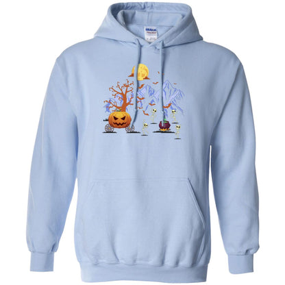 Dancing Skeleton With Pumpkin Funny Halloween Gift Shirt Light Blue