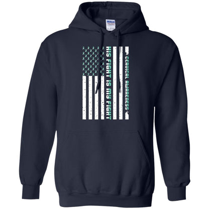 Cervical Awareness His Fight Is My Fight Teal White Stars Flag Of Usa Shirt Navy