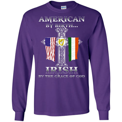 American By Birth Irish By The Grace Of God T-shirt Purple