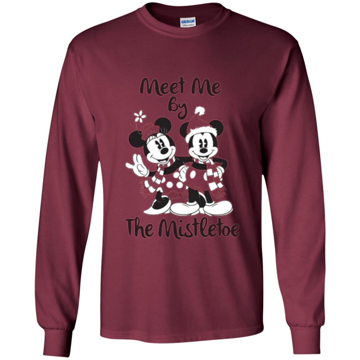 Christmas T-shirt Meet Me By Mistletoe Maroon