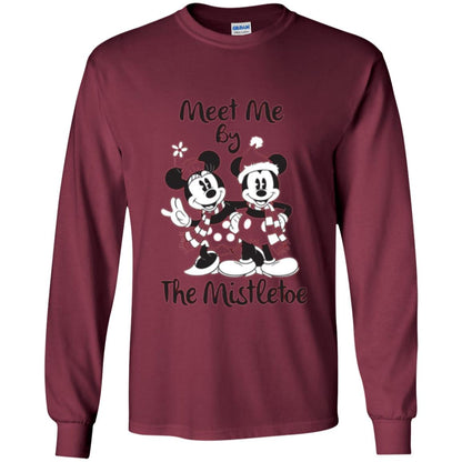 Christmas T-shirt Meet Me By Mistletoe Maroon