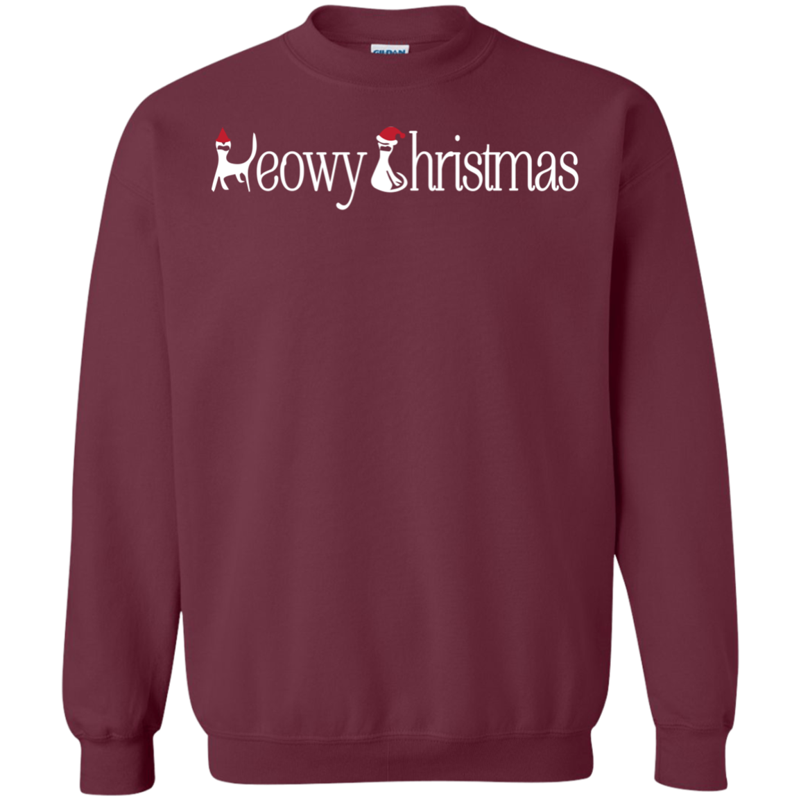Christmas T-shirt Meowy Christmas Maroon